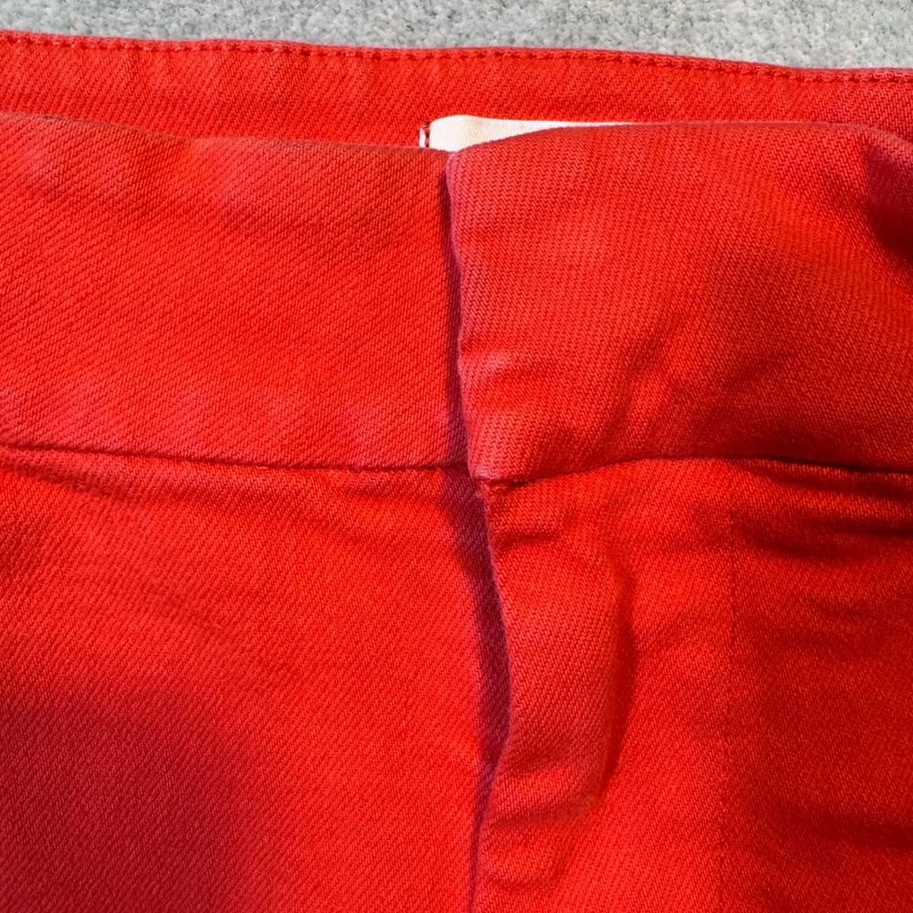 Alice + Olivia Jeans Red High Rise Wide Leg Flare Pants Front Seam Detail - Picture 11 of 14